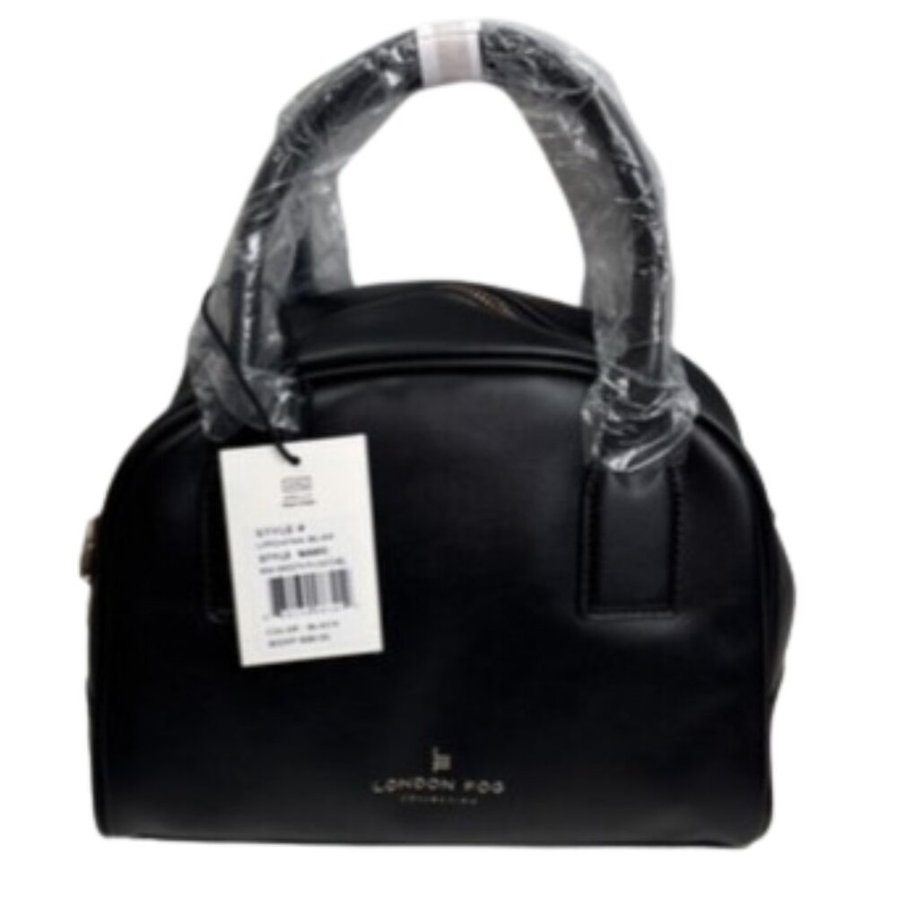 London Fog Mini Smooth PU Satchel/Crossbody/Shoulder Bag Black NWT - Picture 2 of 6